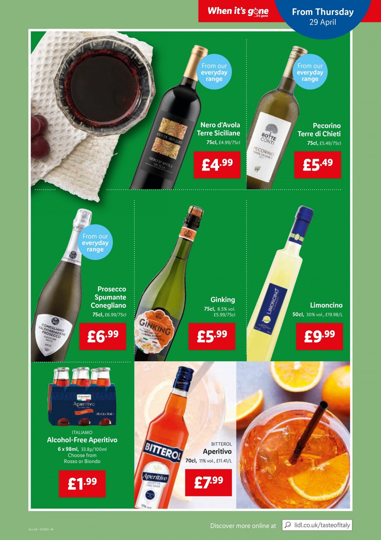 thumbnail - Lidl offer  - 29/04/2021 - 05/05/2021 - Sales products - alcohol, Pecorino, spumante, prosecco. Page 7.