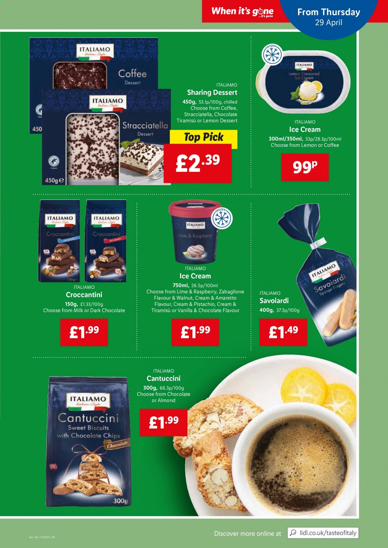 thumbnail - Lidl offer  - 29/04/2021 - 05/05/2021 - Sales products - dessert, ice cream, biscuit, cookies, cantuccini. Page 9.