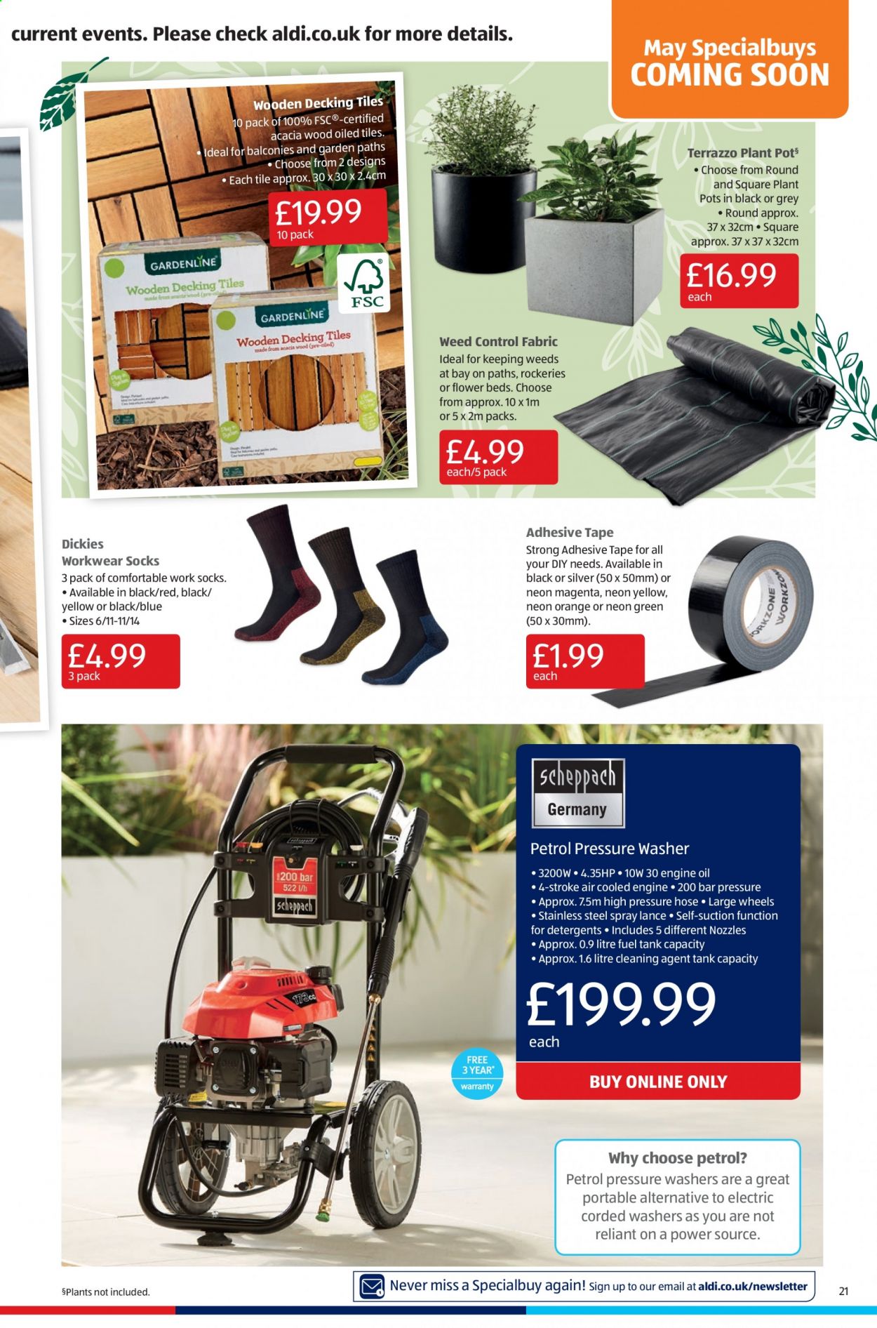 thumbnail - Aldi offer  - 25/04/2021 - 02/05/2021 - Sales products - oranges, pot, tank, bed, socks. Page 21.