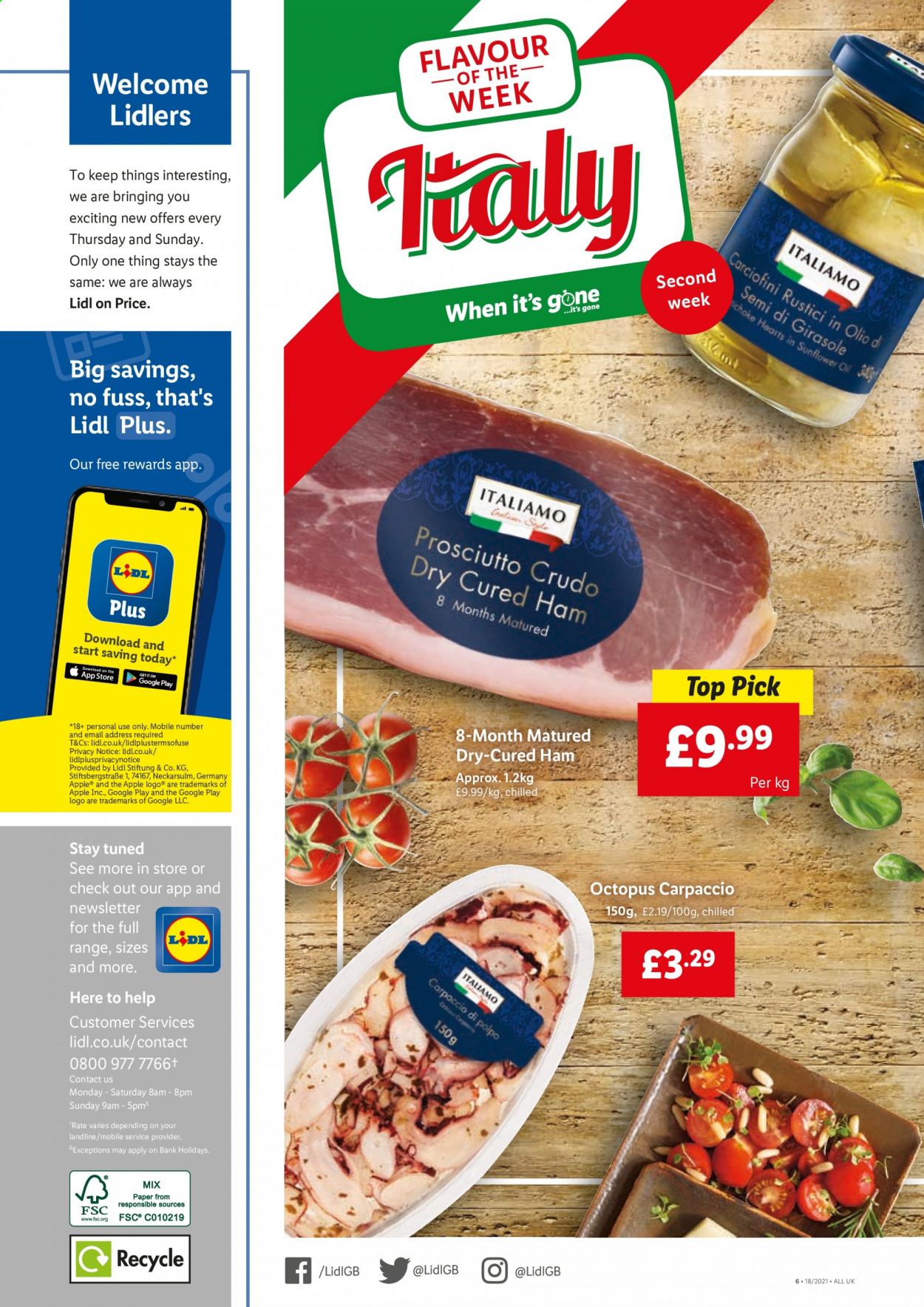 thumbnail - Lidl offer  - 06/05/2021 - 12/05/2021 - Sales products - octopus, ham, prosciutto. Page 4.