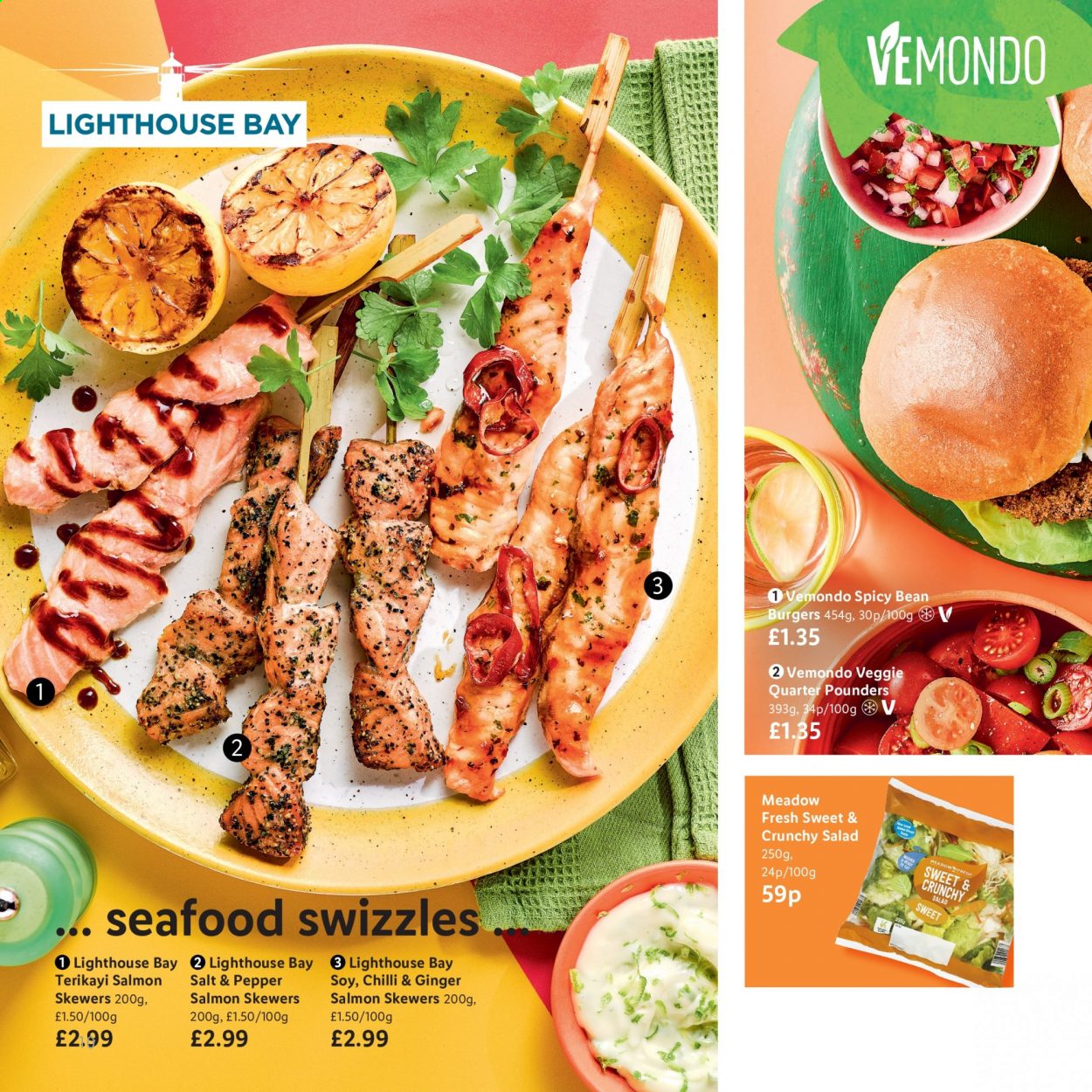 thumbnail - Lidl offer  - Sales products - salad, hamburger, salmon, seafood. Page 10.