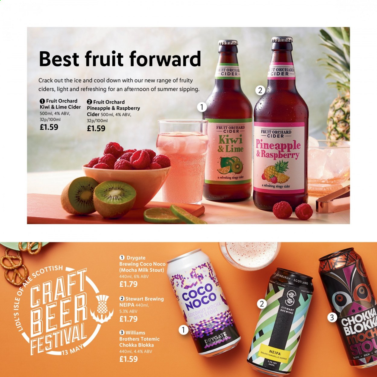 thumbnail - Lidl offer  - Sales products - beer, kiwi, coconut, milk, BROTHERS, cider. Page 26.