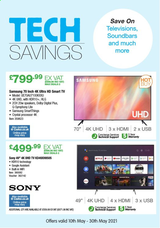 thumbnail - Costco offer  - 10/05/2021 - 30/05/2021 - Sales products - Samsung, Sony. Page 2.