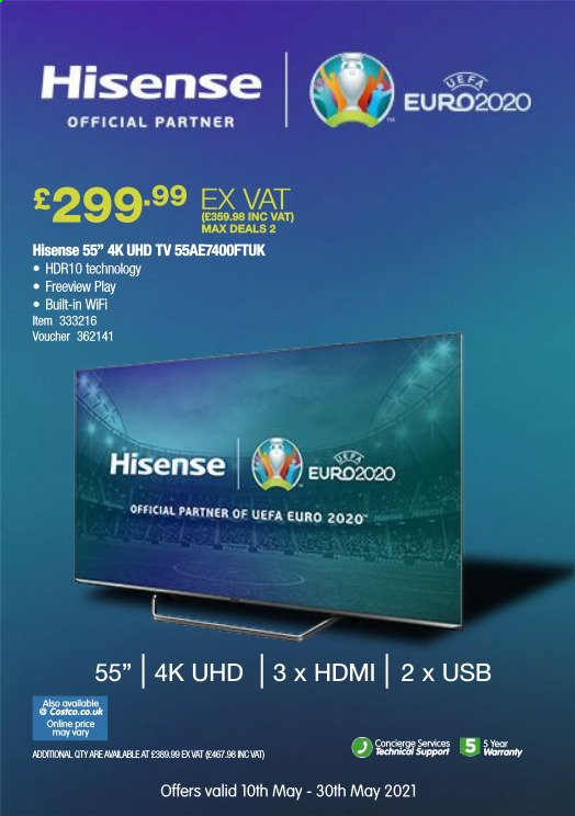 thumbnail - Costco offer  - 10/05/2021 - 30/05/2021 - Sales products - Hisense. Page 3.
