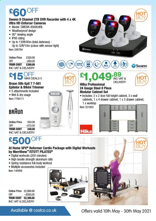 thumbnail - Costco offer  - 10/05/2021 - 30/05/2021 - Sales products - cabinet, drawer cabinet, Silk, trimmer, Braun, epilator, Silk-épil, recorder. Page 24.