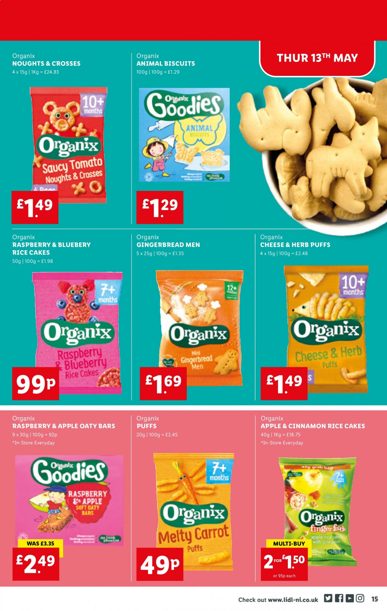 thumbnail - Lidl offer  - 13/05/2021 - 19/05/2021 - Sales products - puffs, gingerbread, biscuit, rice, cinnamon, Apple. Page 15.