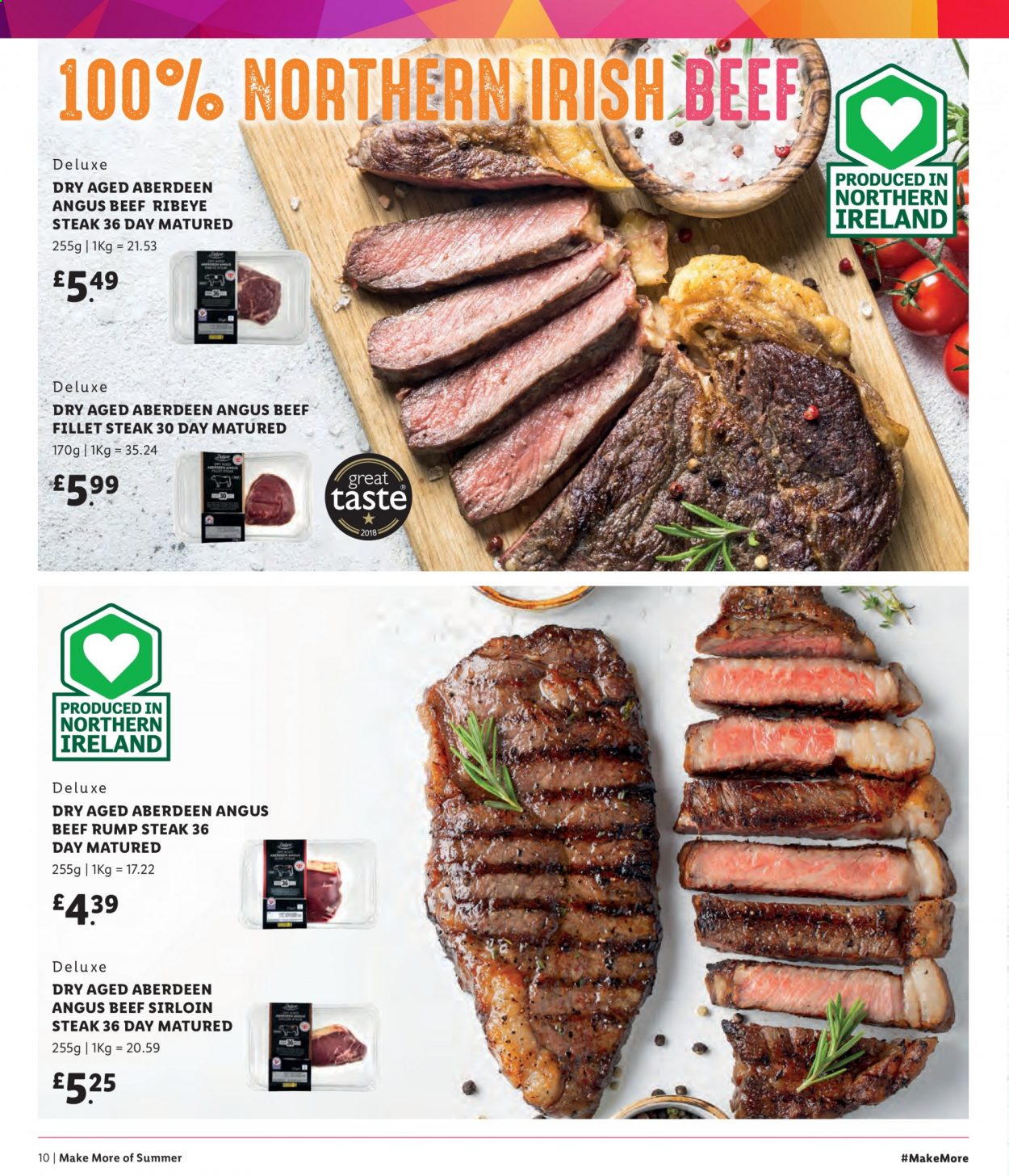 thumbnail - Lidl offer  - Sales products - beef meat, beef sirloin, beef steak, steak, beef tenderloin, sirloin steak, rump steak, ribeye steak. Page 10.