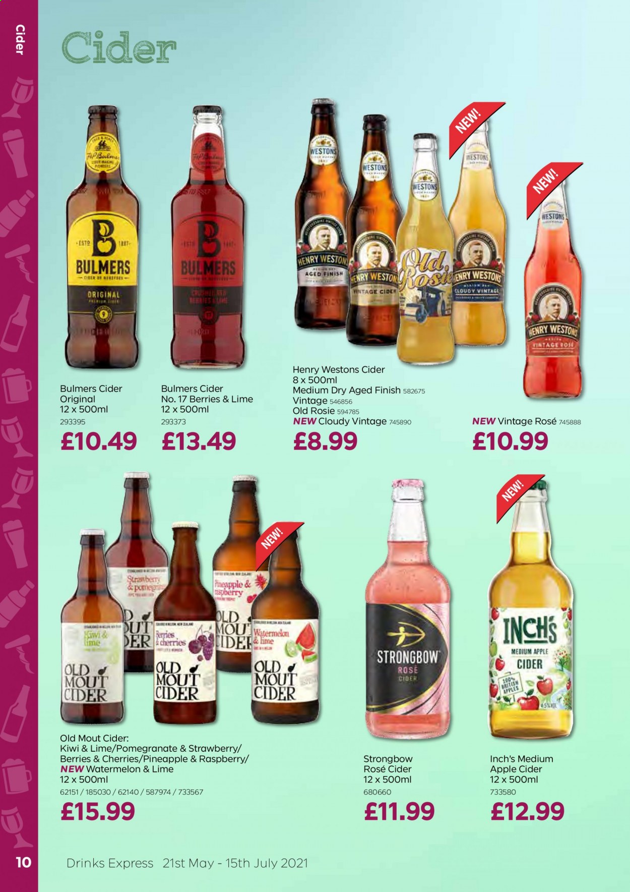 thumbnail - Bestway offer  - 21/05/2021 - 15/07/2021 - Sales products - Bulmers, kiwi, watermelon, pomegranate, wine, rosé wine, apple cider, cider. Page 10.