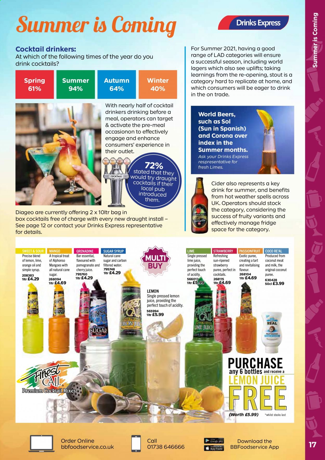 thumbnail - Bestway offer  - 21/05/2021 - 15/07/2021 - Sales products - Corona Extra, beer, Sol, limes, mango, pomegranate, cherries, coconut, oranges, tart, cane sugar, syrup, cherry juice, grenadine, lemon juice, cider, Target. Page 17.