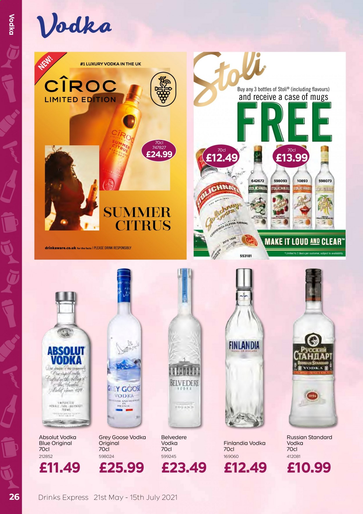 thumbnail - Bestway offer  - 21/05/2021 - 15/07/2021 - Sales products - vodka, Absolut, Cîroc. Page 26.