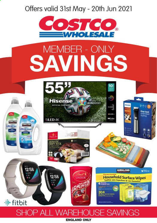 thumbnail - Costco offer  - 31/05/2021 - 20/06/2021 - Sales products - crispy duck, Lindor, wipes, Hisense. Page 1.