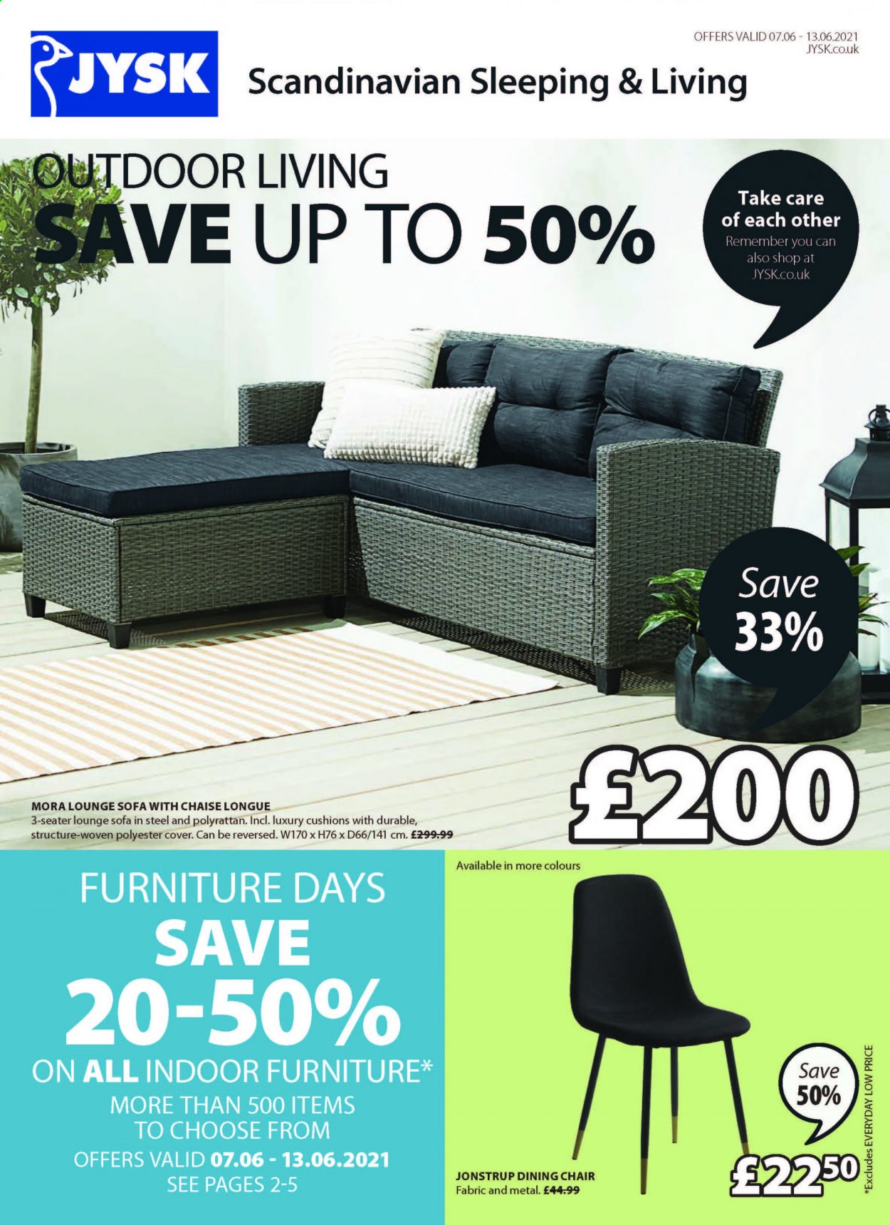 thumbnail - JYSK offer  - 07/06/2021 - 13/06/2021 - Sales products - chair, dining chair, sofa, sofa with chaise longue, chaise longue, cushion, chair pad. Page 1.