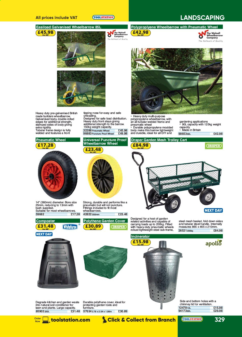 thumbnail - Toolstation offer  - Sales products - wheelbarrow, gardening tools, trolley, cart. Page 329.