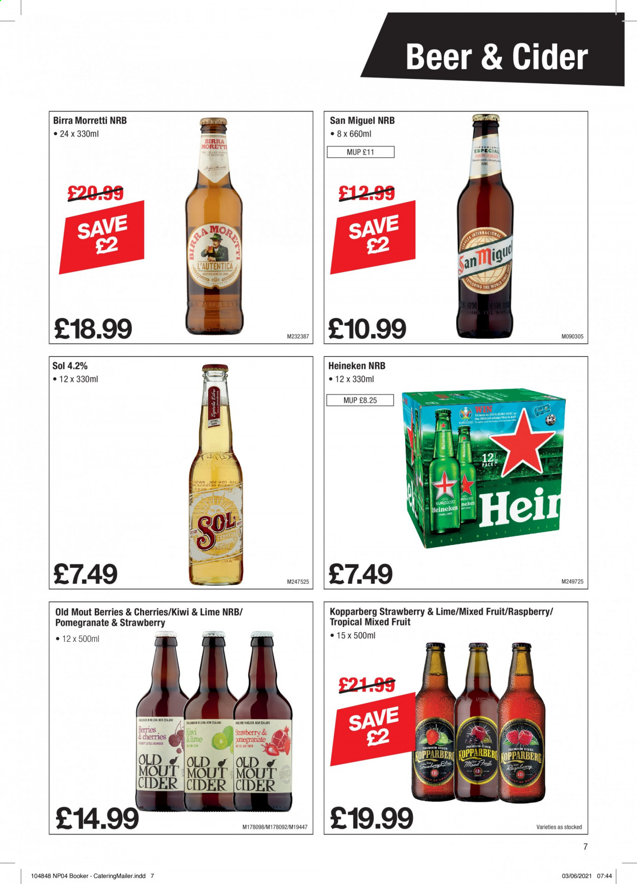Makro offer  - 8.6.2021 - 6.7.2021 - Sales products - Heineken, Kopparberg, San Miguel, Sol, Lager, kiwi, pomegranate, cider, Adidas. Page 7.