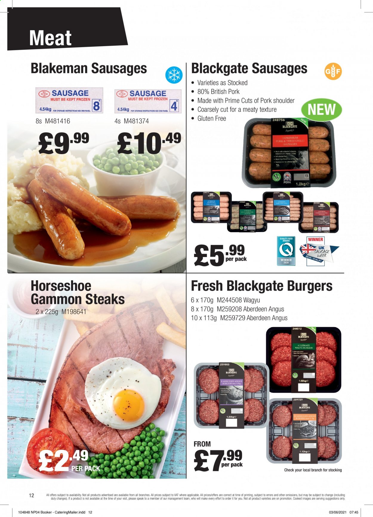 thumbnail - Makro offer  - 08/06/2021 - 06/07/2021 - Sales products - steak, hamburger, pork meat, pork shoulder, sausage, gammon. Page 12.