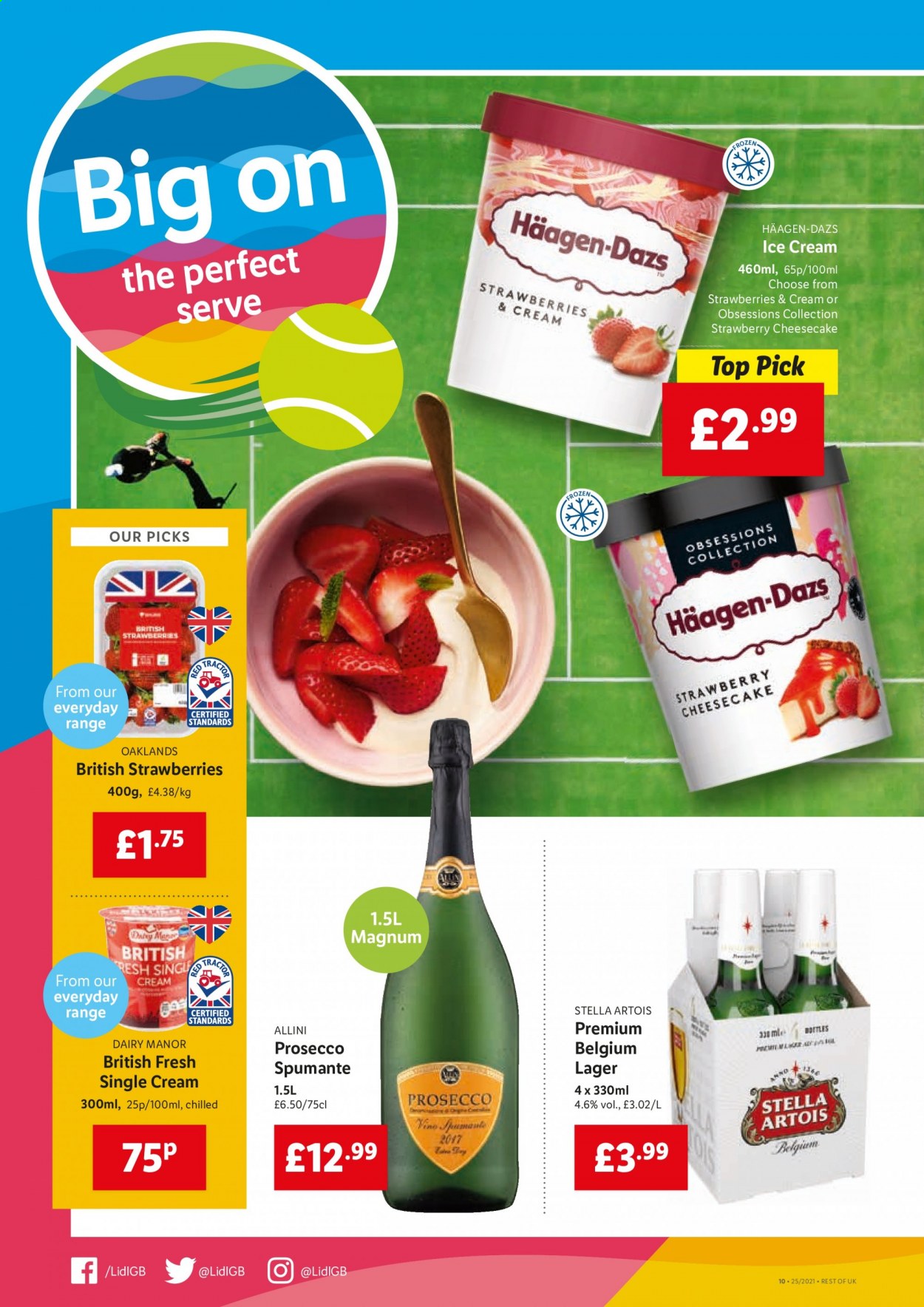 thumbnail - Lidl offer  - 24/06/2021 - 30/06/2021 - Sales products - Stella Artois, beer, Lager, Magnum, ice cream, Häagen-Dazs, spumante, prosecco. Page 10.