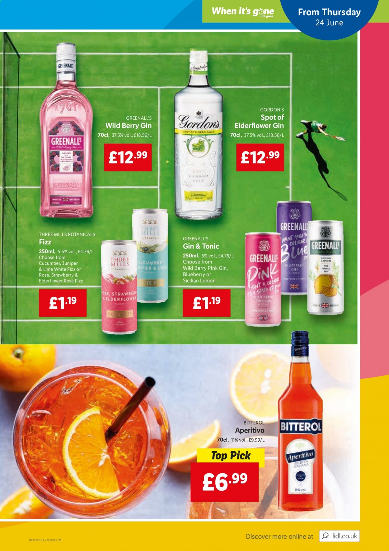 thumbnail - Lidl offer  - 24/06/2021 - 30/06/2021 - Sales products - rosé wine, Gordon's, gin & tonic, pot, rose. Page 11.