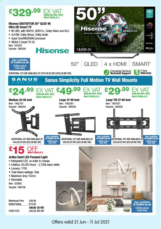 thumbnail - Costco offer  - 21/06/2021 - 11/07/2021 - Sales products - Hisense. Page 3.