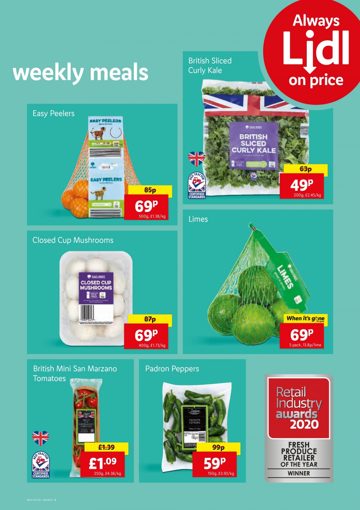 thumbnail - Lidl offer  - 01/07/2021 - 07/07/2021 - Sales products - tomatoes, kale, peppers, limes. Page 3.