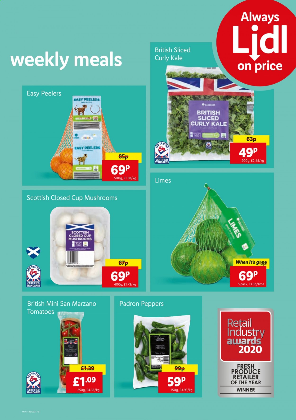 thumbnail - Lidl offer  - Sales products - tomatoes, kale, peppers, limes. Page 3.