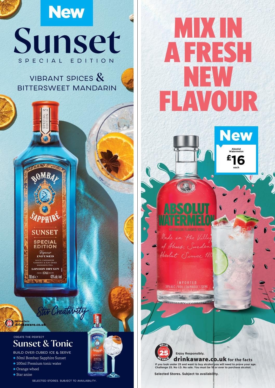 thumbnail - ASDA offer  - 28/06/2021 - 11/07/2021 - Sales products - alcohol, mandarines, watermelon, oranges, turmeric, tonic, gin, vodka, Absolut. Page 6.