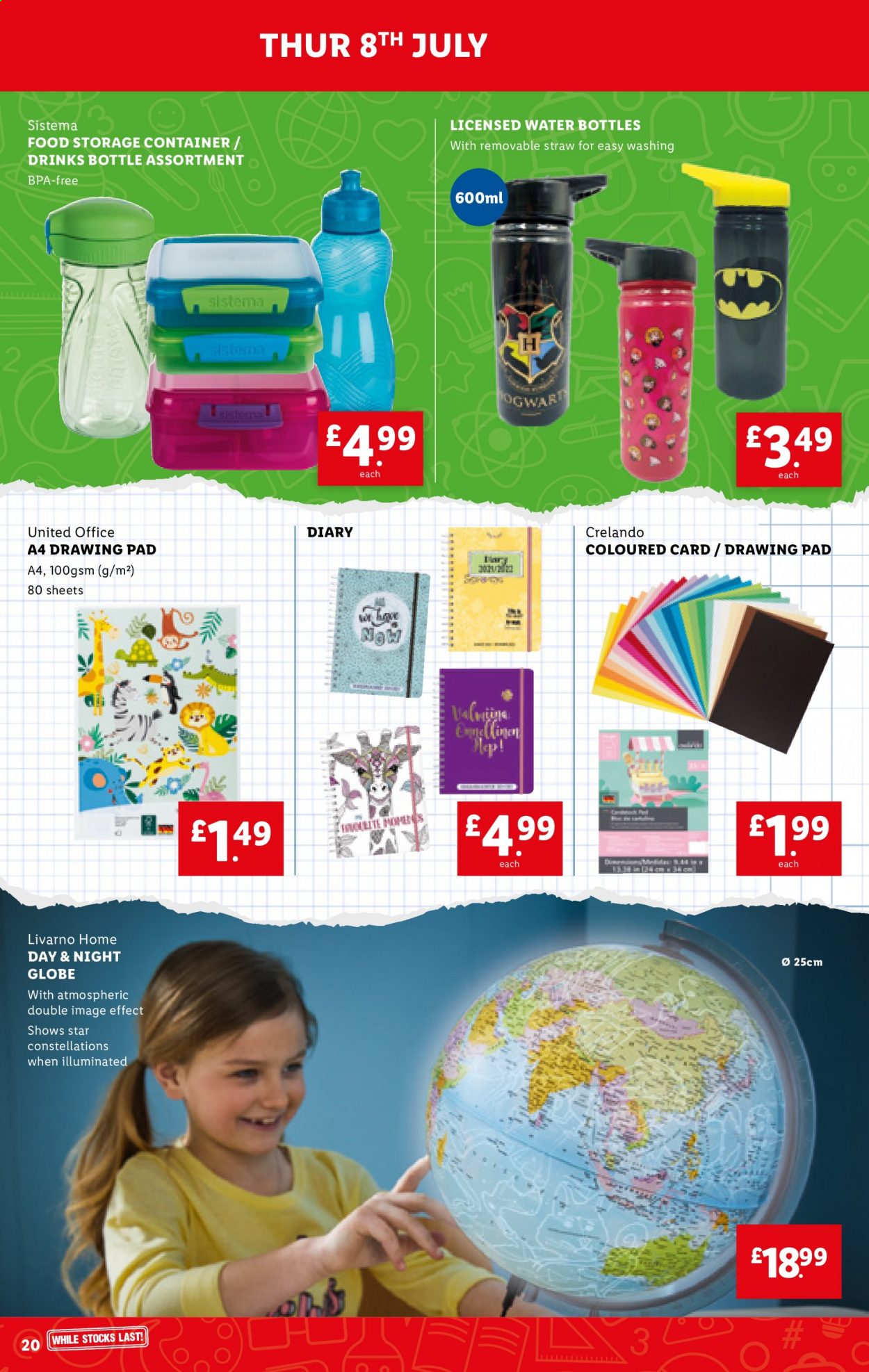 thumbnail - Lidl offer  - 08/07/2021 - 14/07/2021 - Sales products - storage box, container, straw, drink bottle, diary. Page 20.