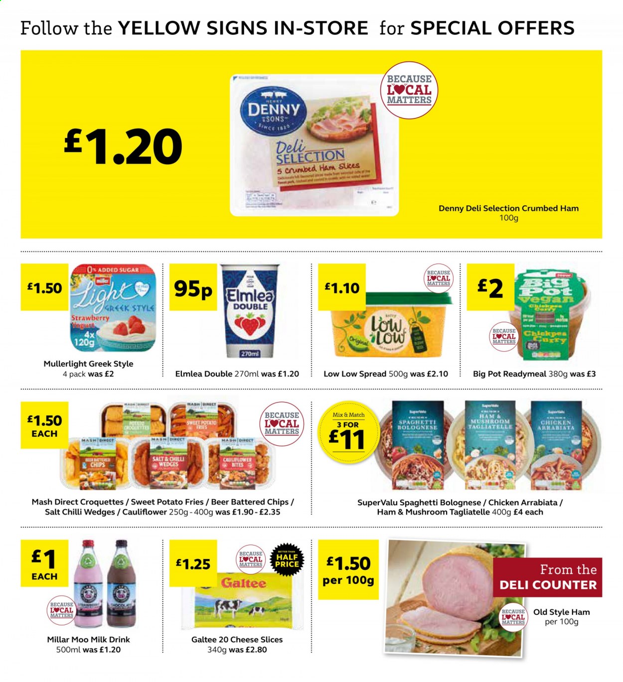 thumbnail - SuperValu offer  - 05/07/2021 - 24/07/2021 - Sales products - beer, cauliflower, sweet potato, spaghetti, ham, sliced cheese, cheese, milk, potato croquettes, sweet potato fries, chips, salt, pot. Page 8.