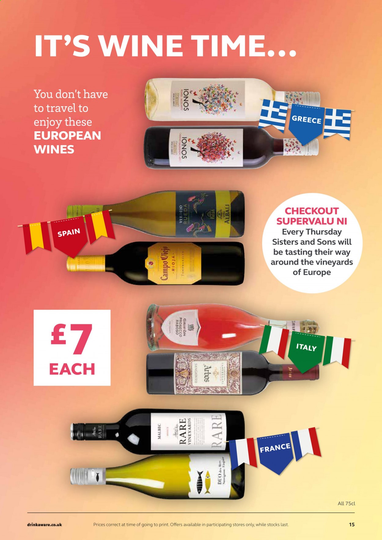 thumbnail - SuperValu offer  - Sales products - red wine, prosecco, wine. Page 15.