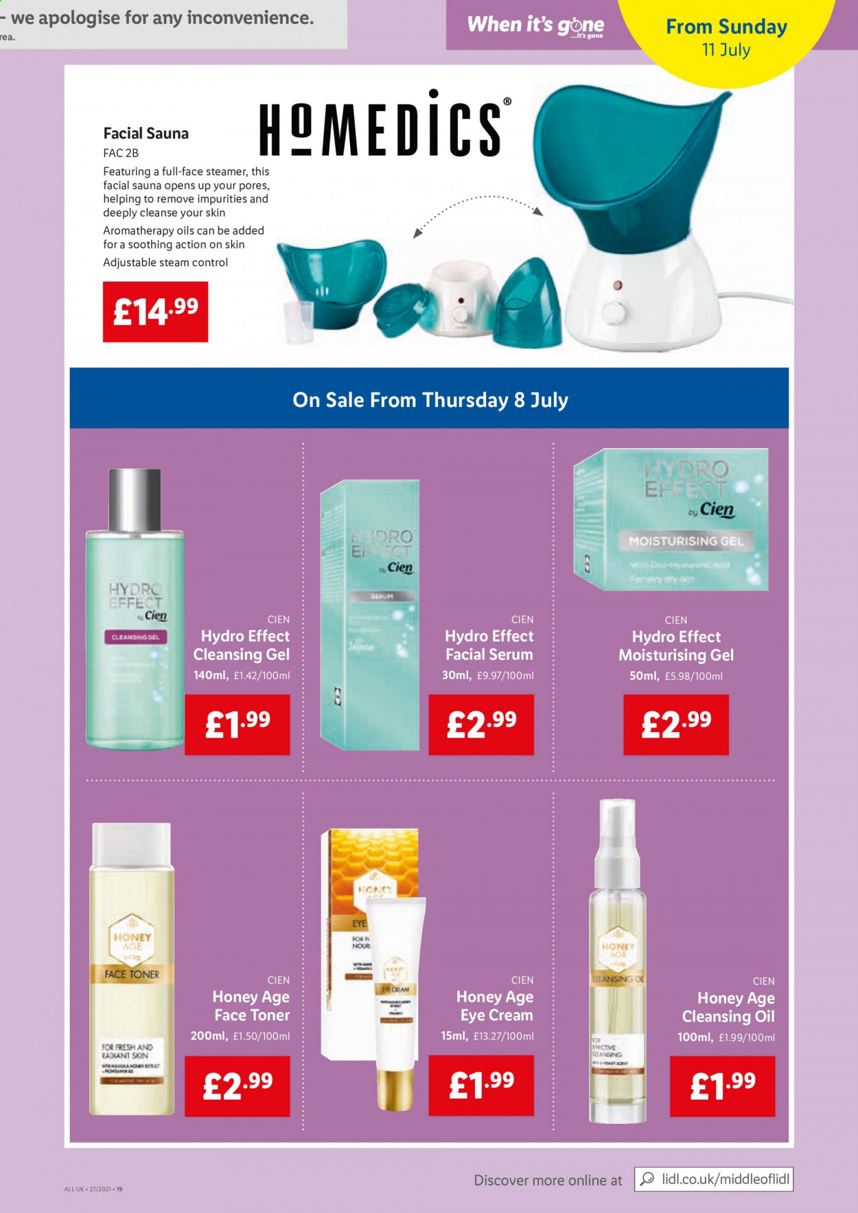 thumbnail - Lidl offer  - 08/07/2021 - 14/07/2021 - Sales products - oil, honey, serum, eye cream, aromatherapy oils. Page 15.