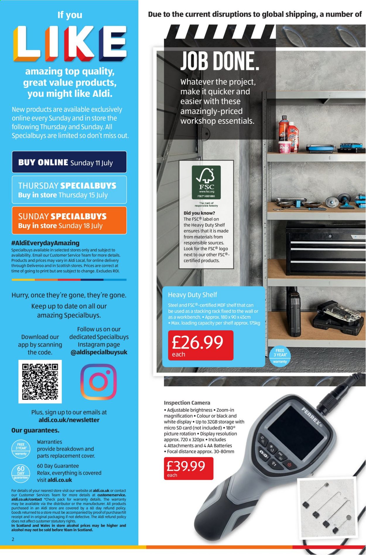 thumbnail - Aldi offer  - 11/07/2021 - 18/07/2021 - Sales products - alcohol, pin, aa batteries, work bench. Page 2.