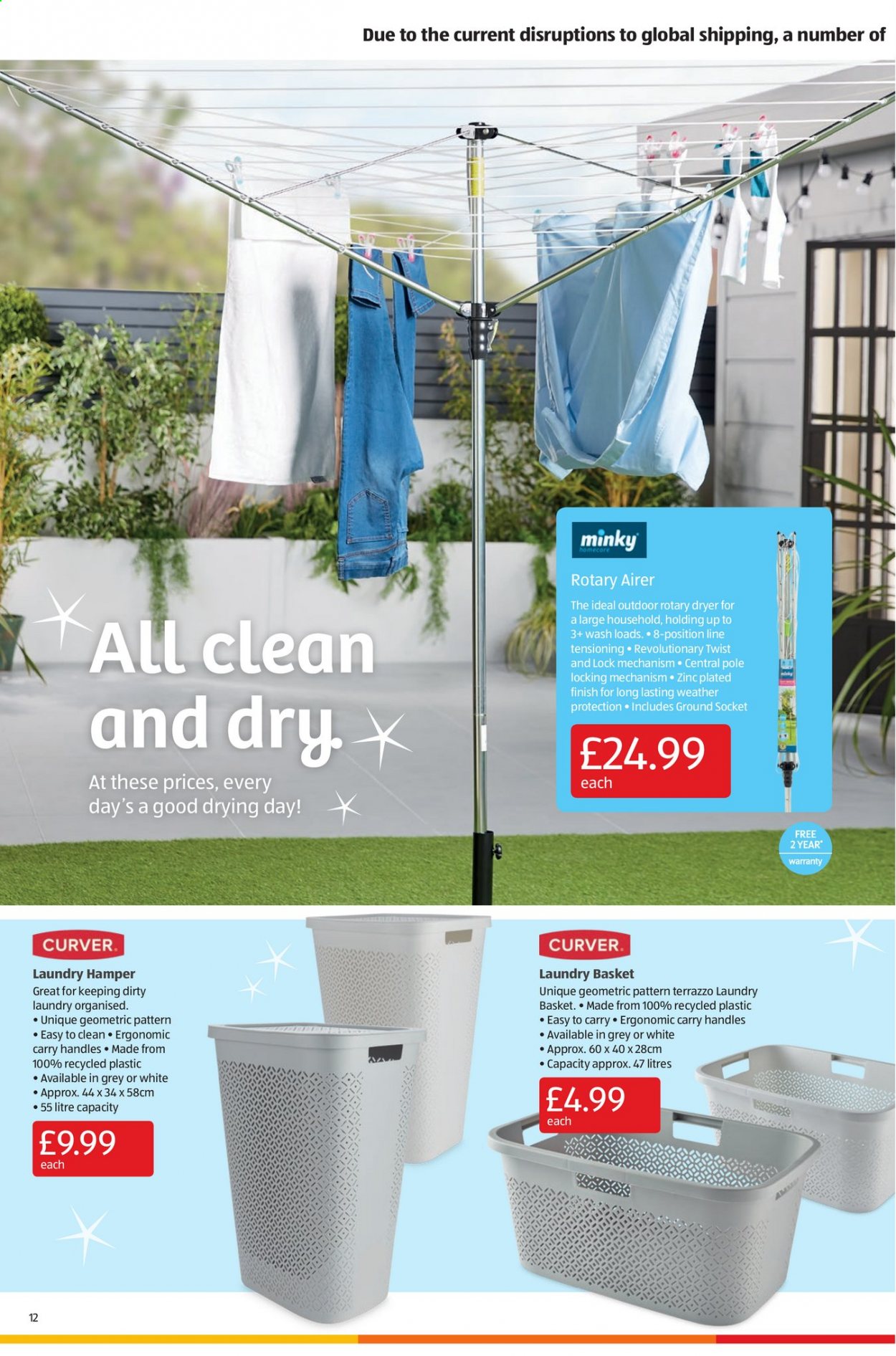 thumbnail - Aldi offer  - 11/07/2021 - 18/07/2021 - Sales products - basket, airer, laundry hamper. Page 12.