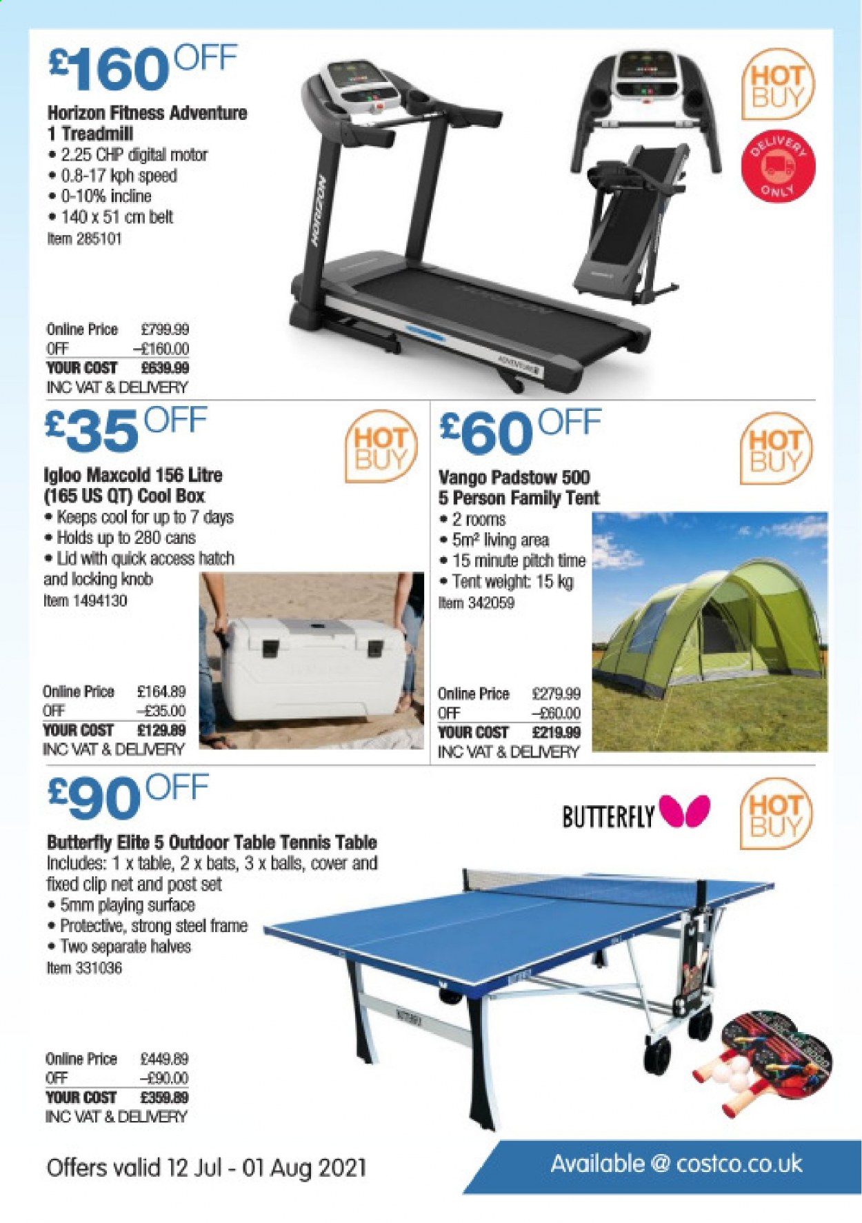 thumbnail - Costco offer  - 12/07/2021 - 01/08/2021 - Sales products - table, lid, treadmill, table tennis table, tent, icebox cooler. Page 23.