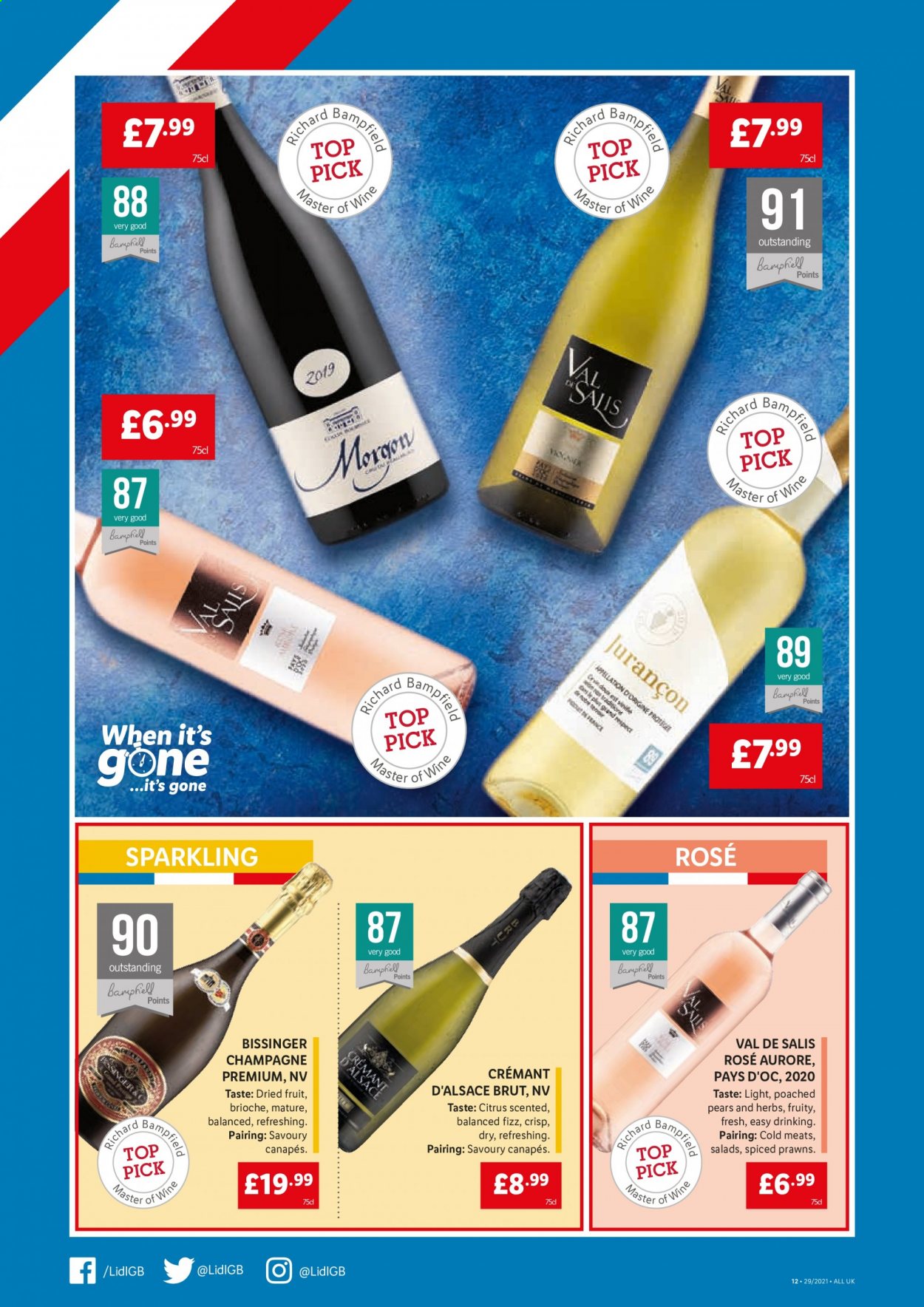 thumbnail - Lidl offer  - 22/07/2021 - 28/07/2021 - Sales products - pears, brioche, prawns, herbs, dried fruit, champagne, wine, rosé wine, Brut, rose. Page 10.