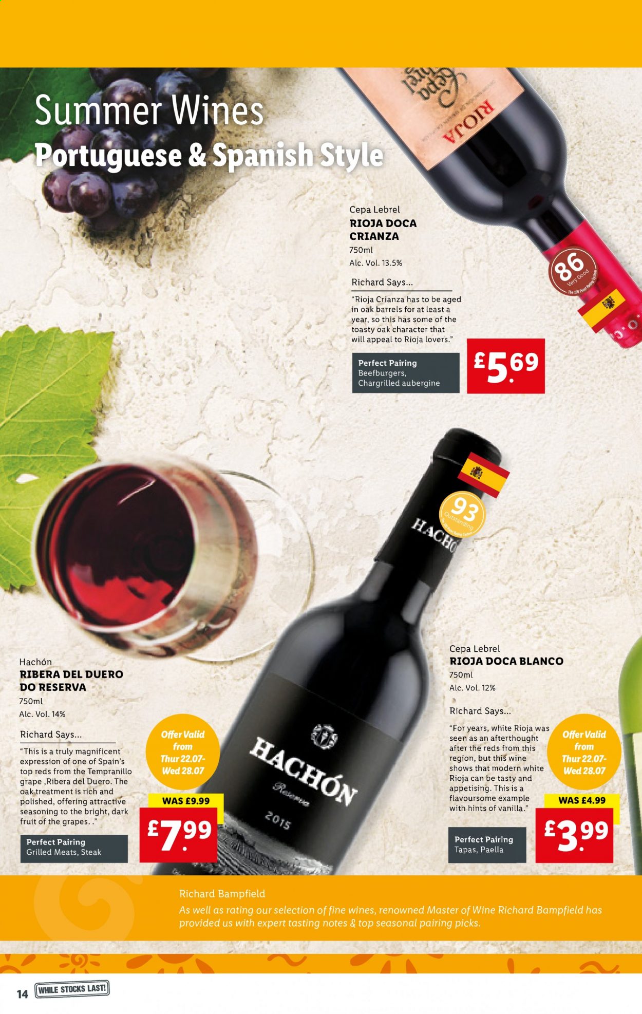 thumbnail - Lidl offer  - 22/07/2021 - 28/07/2021 - Sales products - eggplant, steak, spice, wine, Tempranillo, TRULY. Page 14.