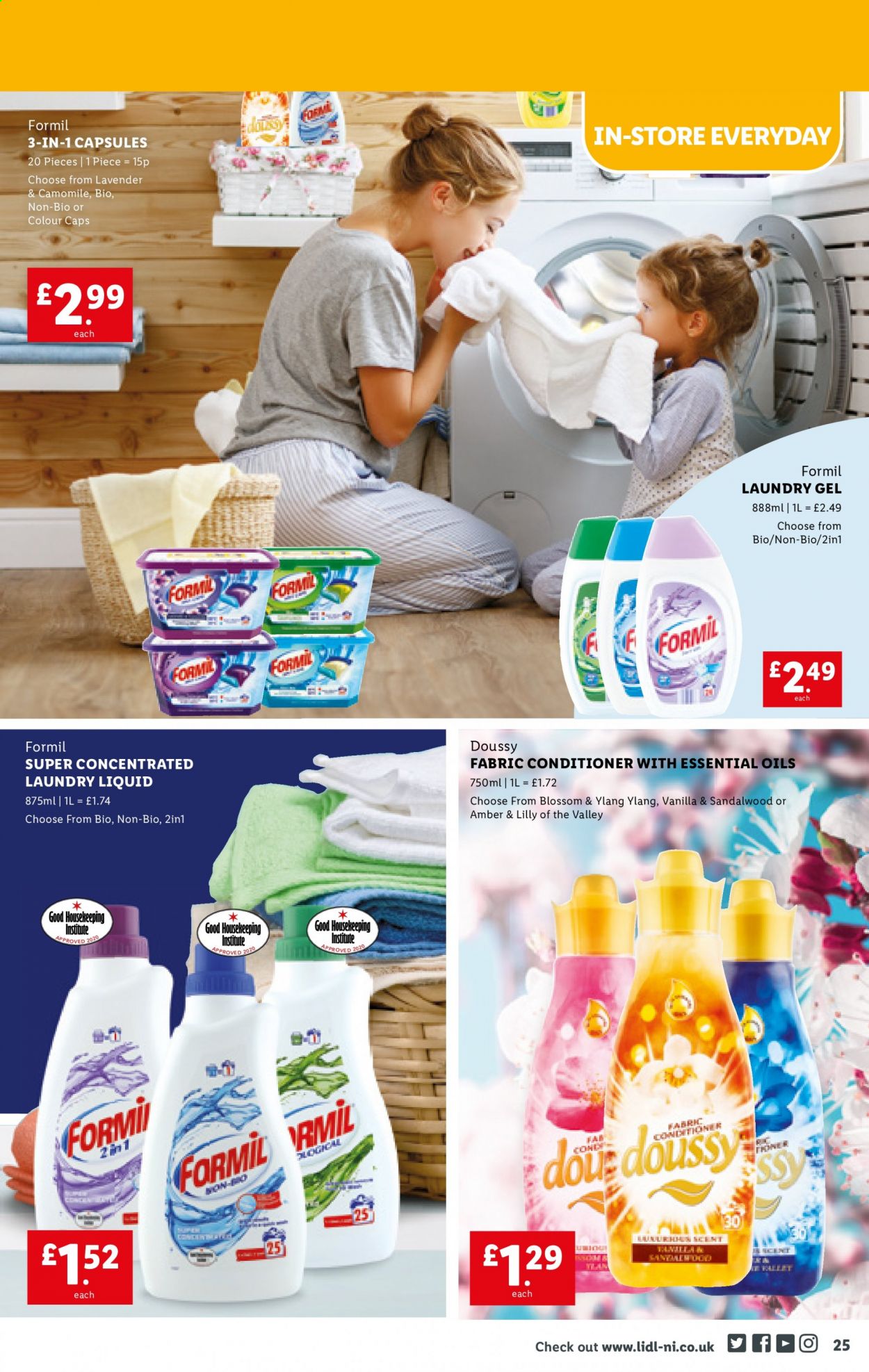 thumbnail - Lidl offer  - 22/07/2021 - 28/07/2021 - Sales products - Blossom, Fab, laundry detergent, essential oils, cap. Page 25.