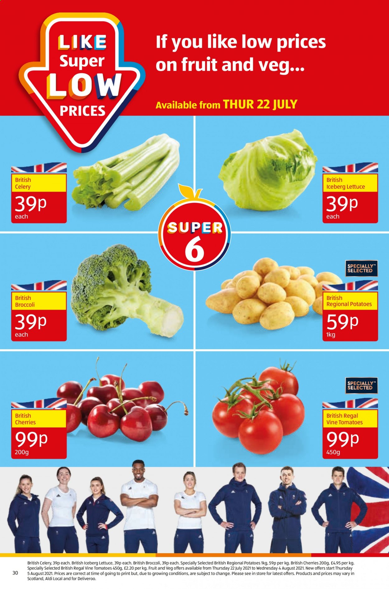 thumbnail - Aldi offer  - 18/07/2021 - 25/07/2021 - Sales products - broccoli, potatoes, cherries. Page 30.
