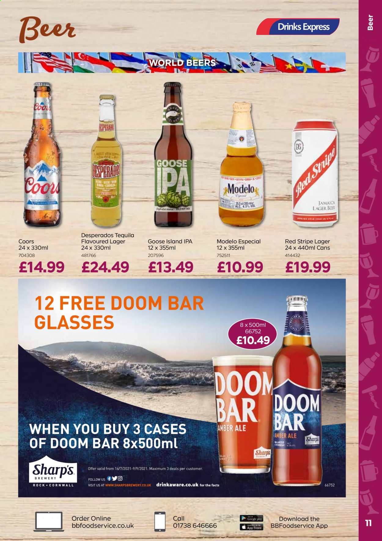 thumbnail - Bestway offer  - 16/07/2021 - 09/09/2021 - Sales products - Coors, beer, Desperados, Lager, IPA, Modelo, tequila, Sharp. Page 11.