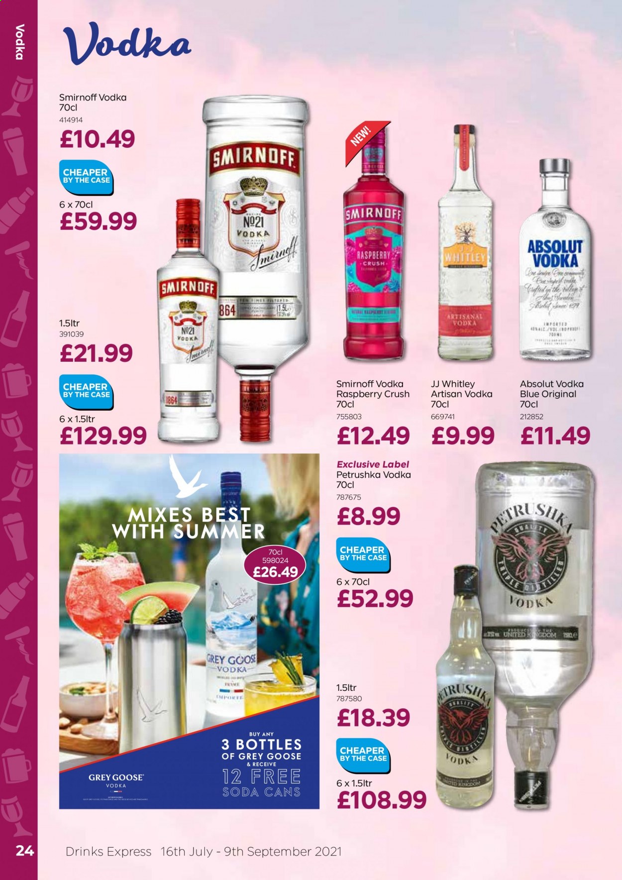 thumbnail - Bestway offer  - 16/07/2021 - 09/09/2021 - Sales products - soda, Smirnoff, vodka, Absolut. Page 24.