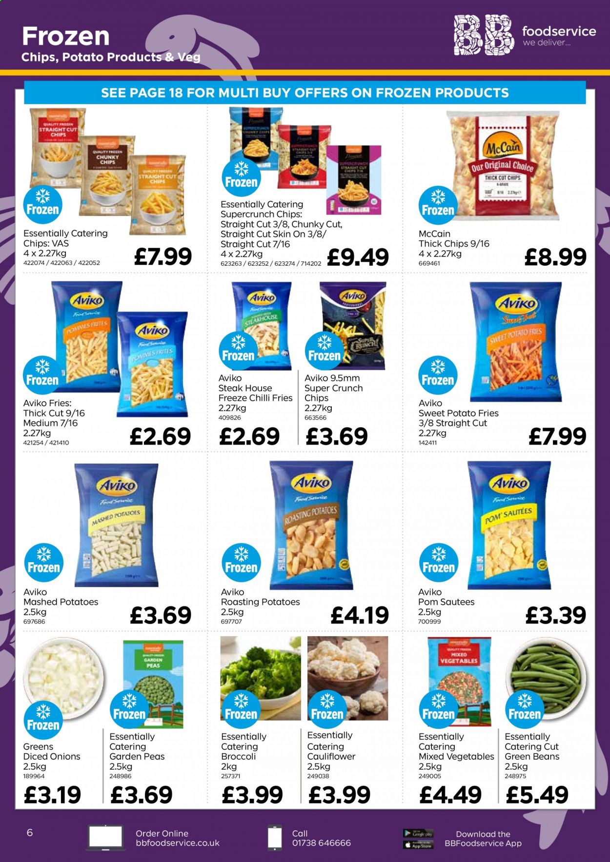 thumbnail - Bestway offer  - 16/07/2021 - 09/09/2021 - Sales products - beans, broccoli, green beans, sweet potato, peas, onion, steak, mashed potatoes, mixed vegetables, McCain, frozen chips, sweet potato fries. Page 6.