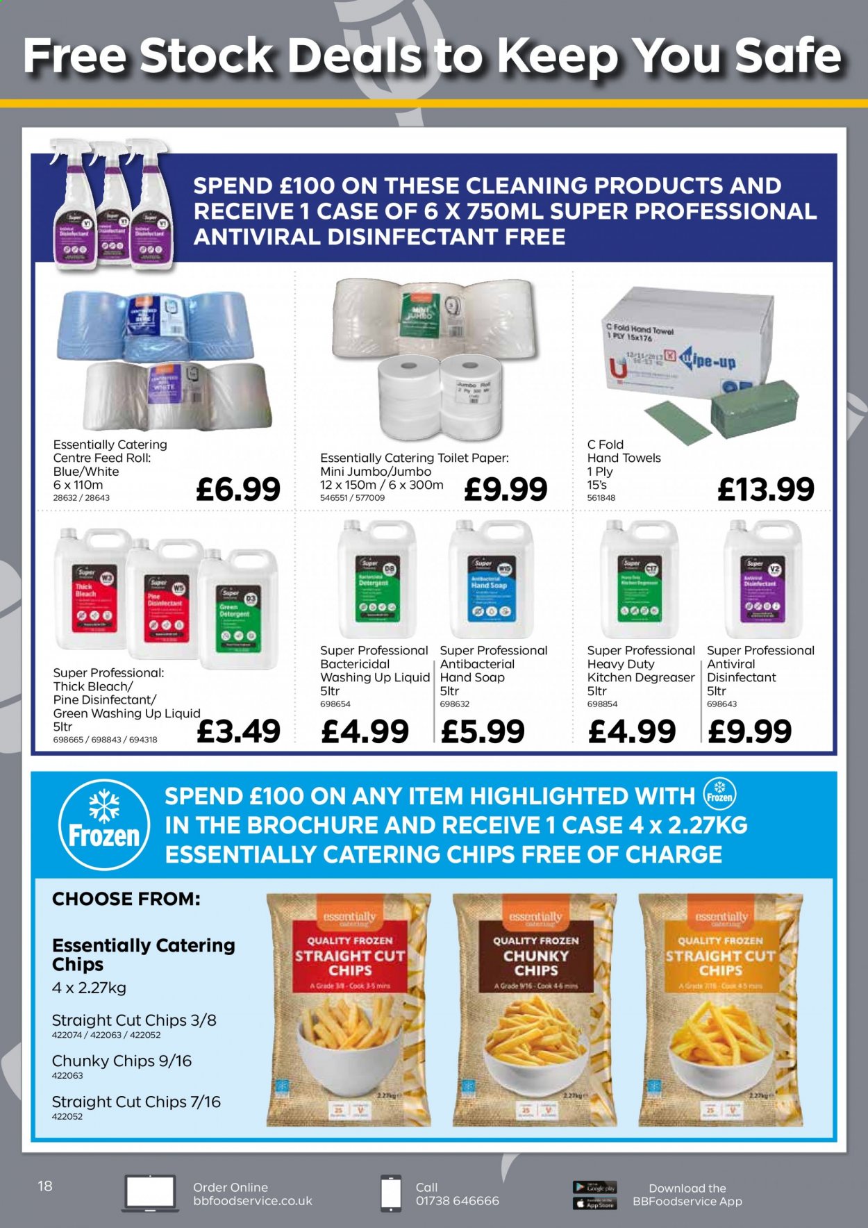 thumbnail - Bestway offer  - 16/07/2021 - 09/09/2021 - Sales products - frozen chips, toilet paper, bleach, desinfection, thick bleach, dishwashing liquid, hand soap, soap, towel, hand towel. Page 18.