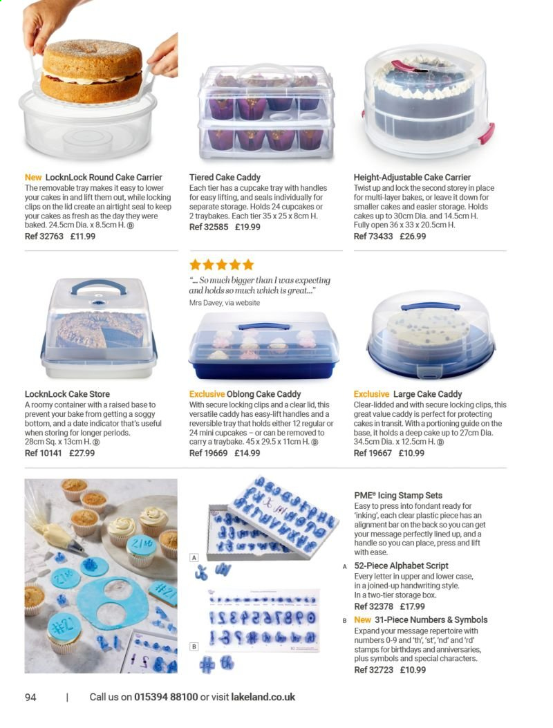 thumbnail - Lakeland offer  - Sales products - cake carrier, storage box. Page 94.