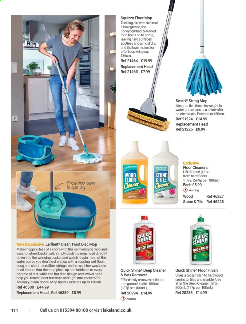 thumbnail - Lakeland offer  - Sales products - cleaner, floor cleaner, basket, mop. Page 114.