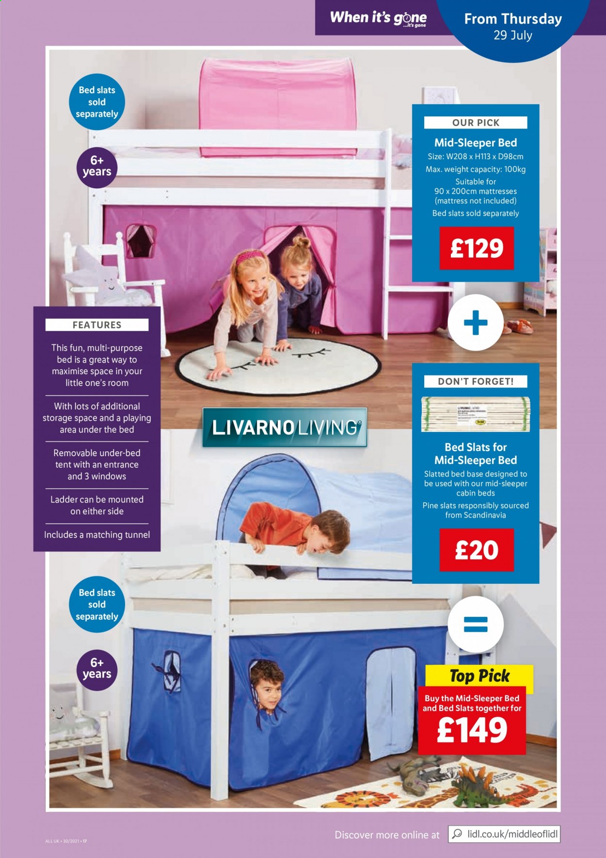 thumbnail - Lidl offer  - 29/07/2021 - 04/08/2021 - Sales products - bed, mattress, tent, ladder. Page 11.