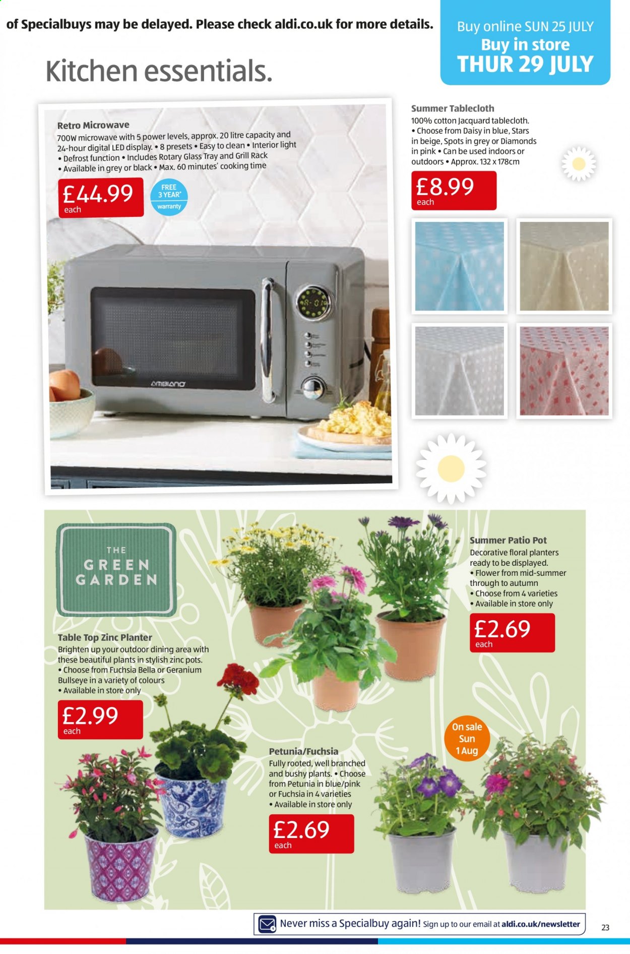 thumbnail - Aldi offer  - 25/07/2021 - 01/08/2021 - Sales products - Bella, Planters, tray, pot, tablecloth, table, zinc. Page 25.