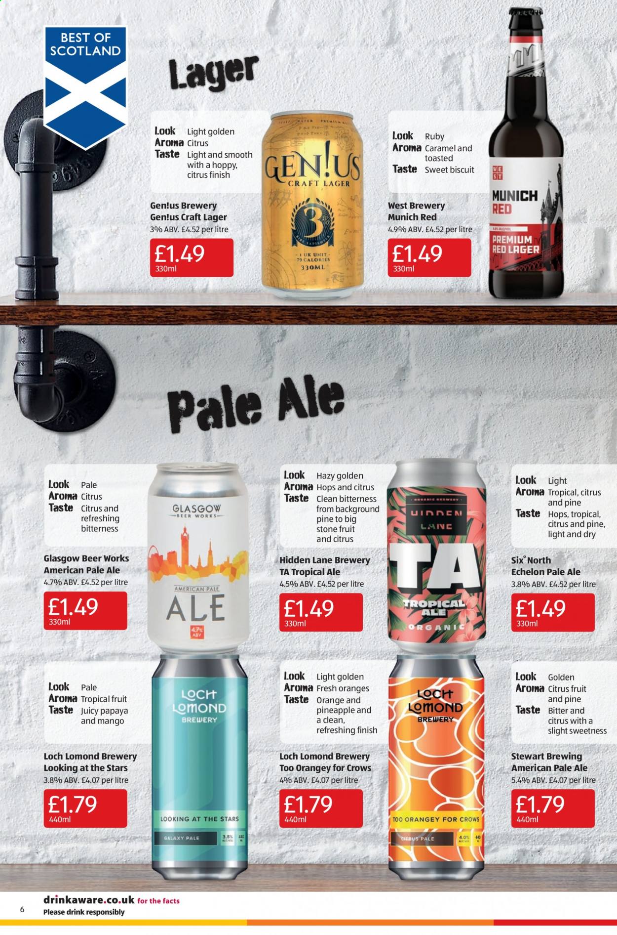 thumbnail - Aldi offer  - 25/07/2021 - 01/08/2021 - Sales products - beer, Lager, pineapple, papaya, oranges, biscuit, caramel. Page 8.