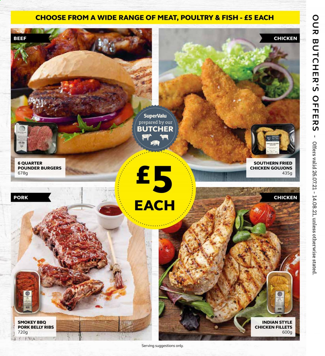 thumbnail - SuperValu offer  - 26/07/2021 - 14/08/2021 - Sales products - hamburger, pork belly, pork meat, fish. Page 3.