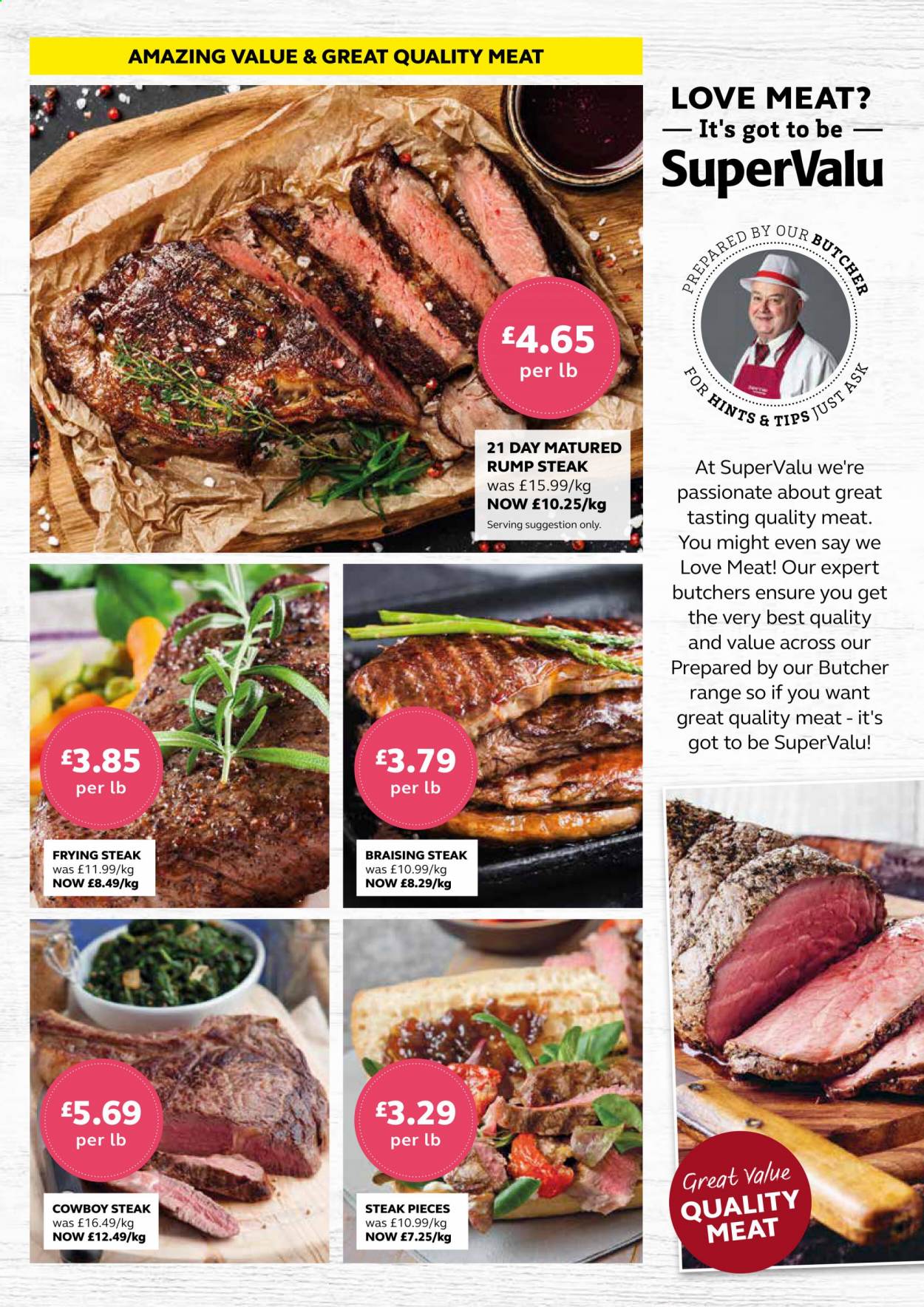 thumbnail - SuperValu offer  - Sales products - beef meat, steak, rump steak. Page 3.