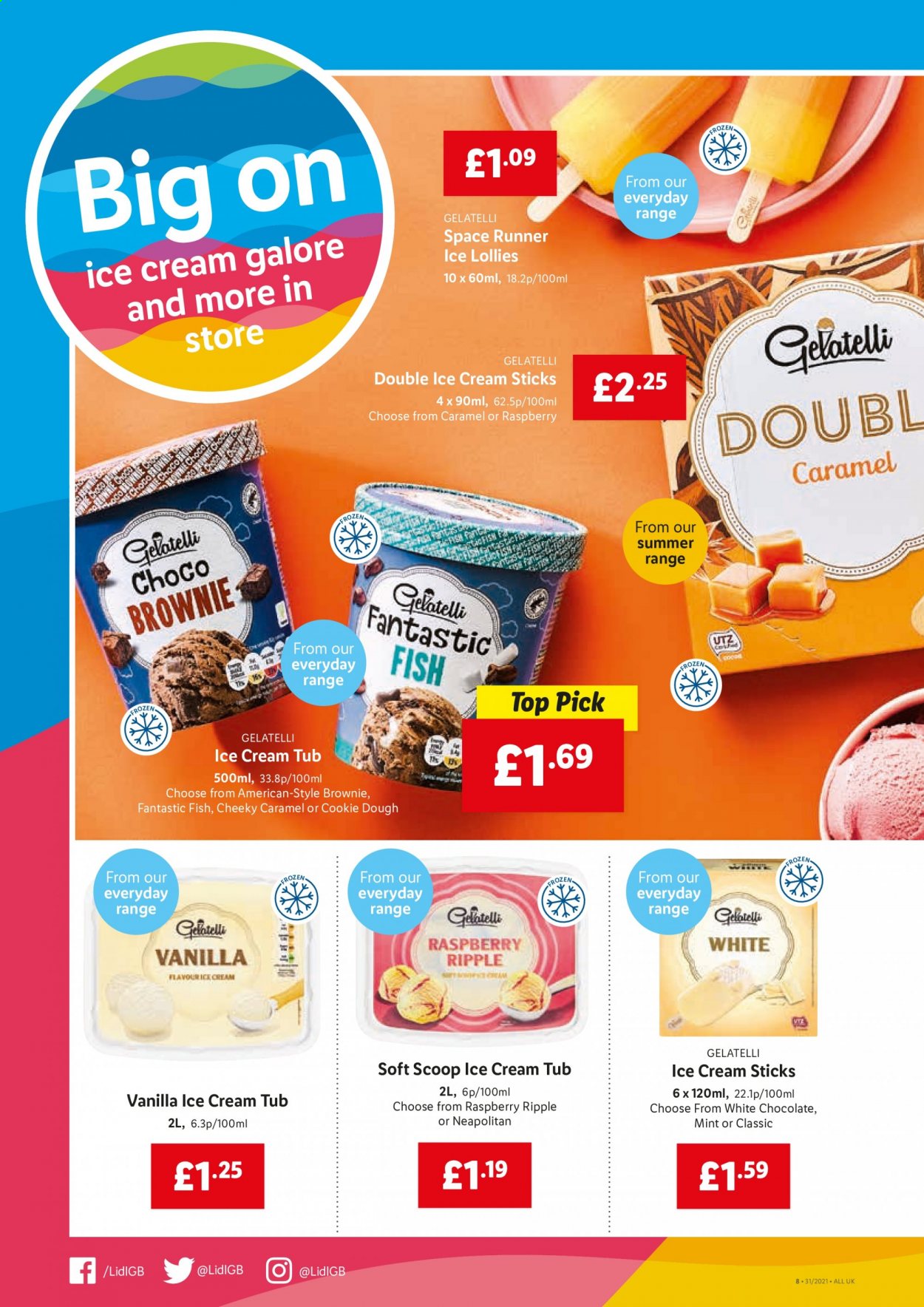 thumbnail - Lidl offer  - 05/08/2021 - 11/08/2021 - Sales products - brownies, fish, ice cream, cookie dough. Page 6.