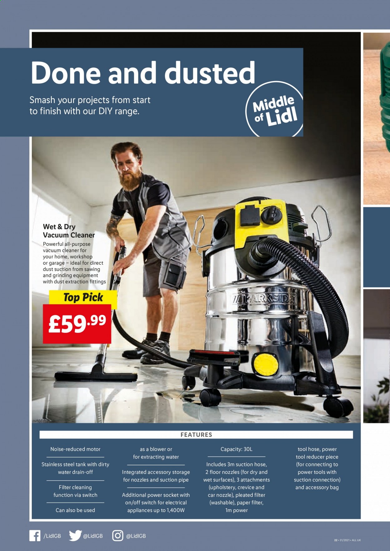thumbnail - Lidl offer  - 05/08/2021 - 11/08/2021 - Sales products - paper, tank, vacuum cleaner, power tools, blower. Page 18.