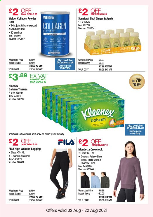thumbnail - Costco offer  - 02/08/2021 - 22/08/2021 - Sales products - Apple, Kleenex, tissues, Fila. Page 14.